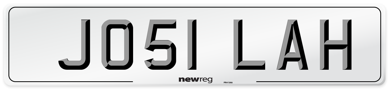 JO51 LAH Number Plate from New Reg